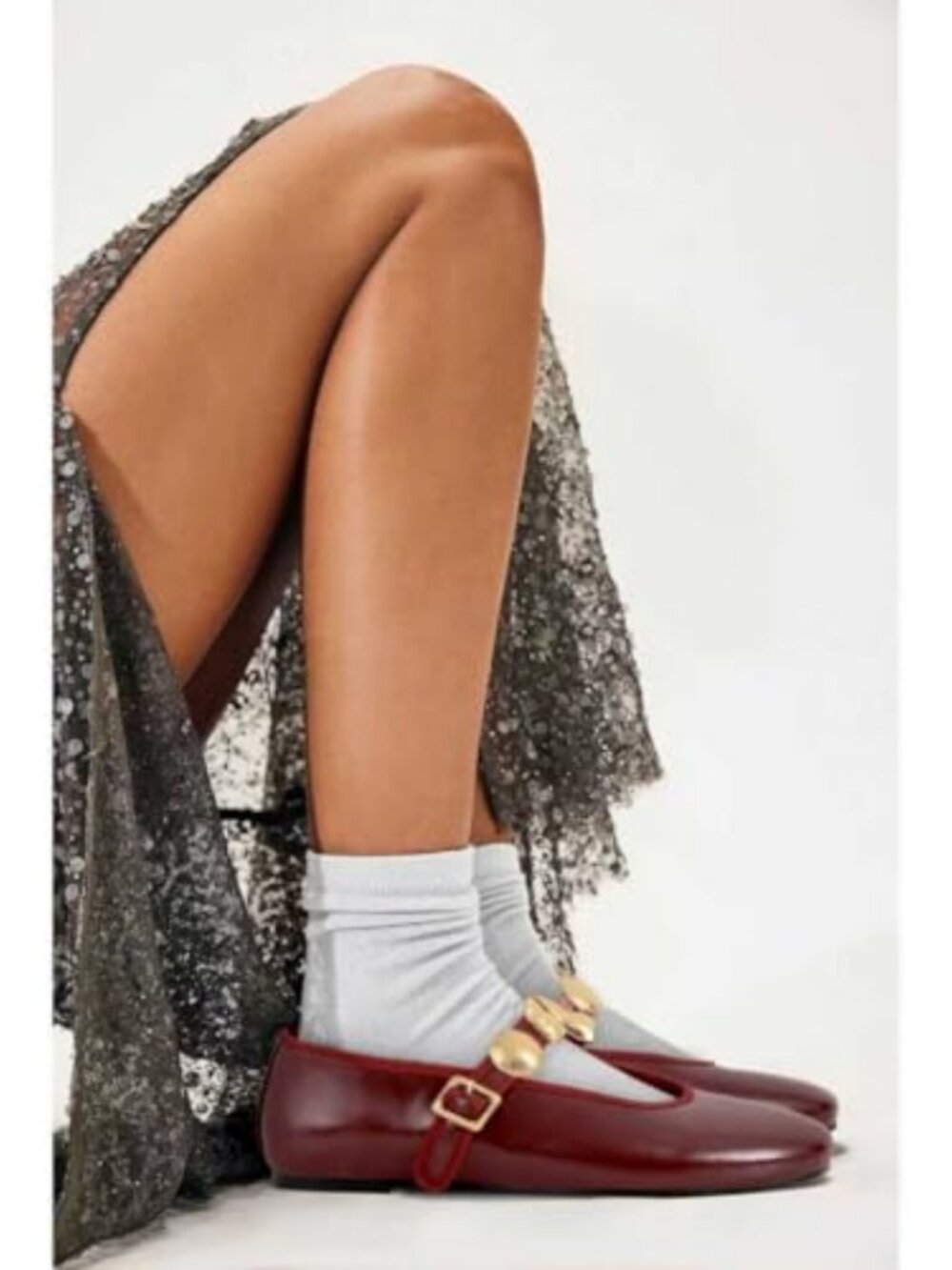 Studded Mary Jane Ballet Flats Faux Leather Comfortable Ballerina Shoes